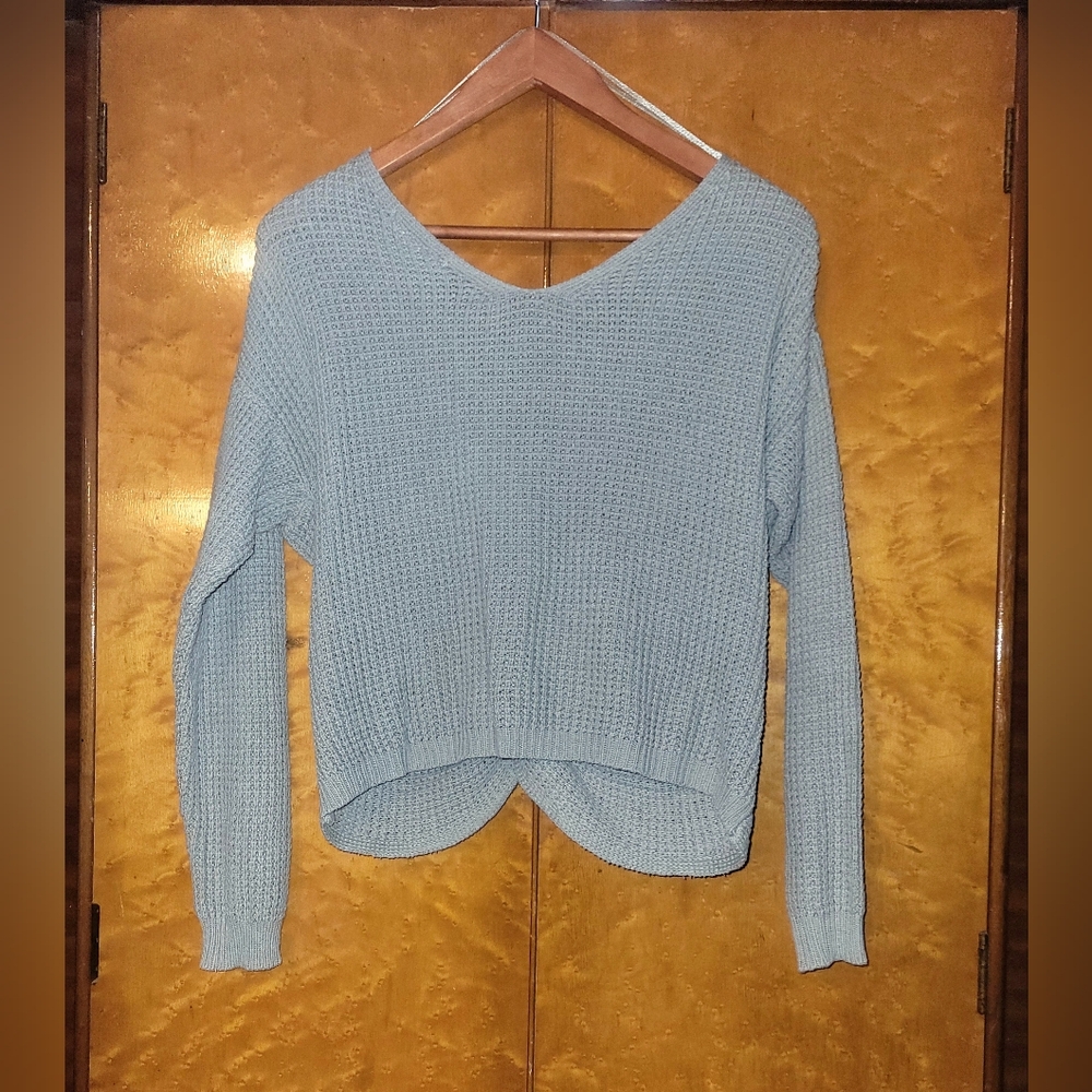 moon & madison Sage Green Off-Shoulder Sweater - Picture 2 of 4